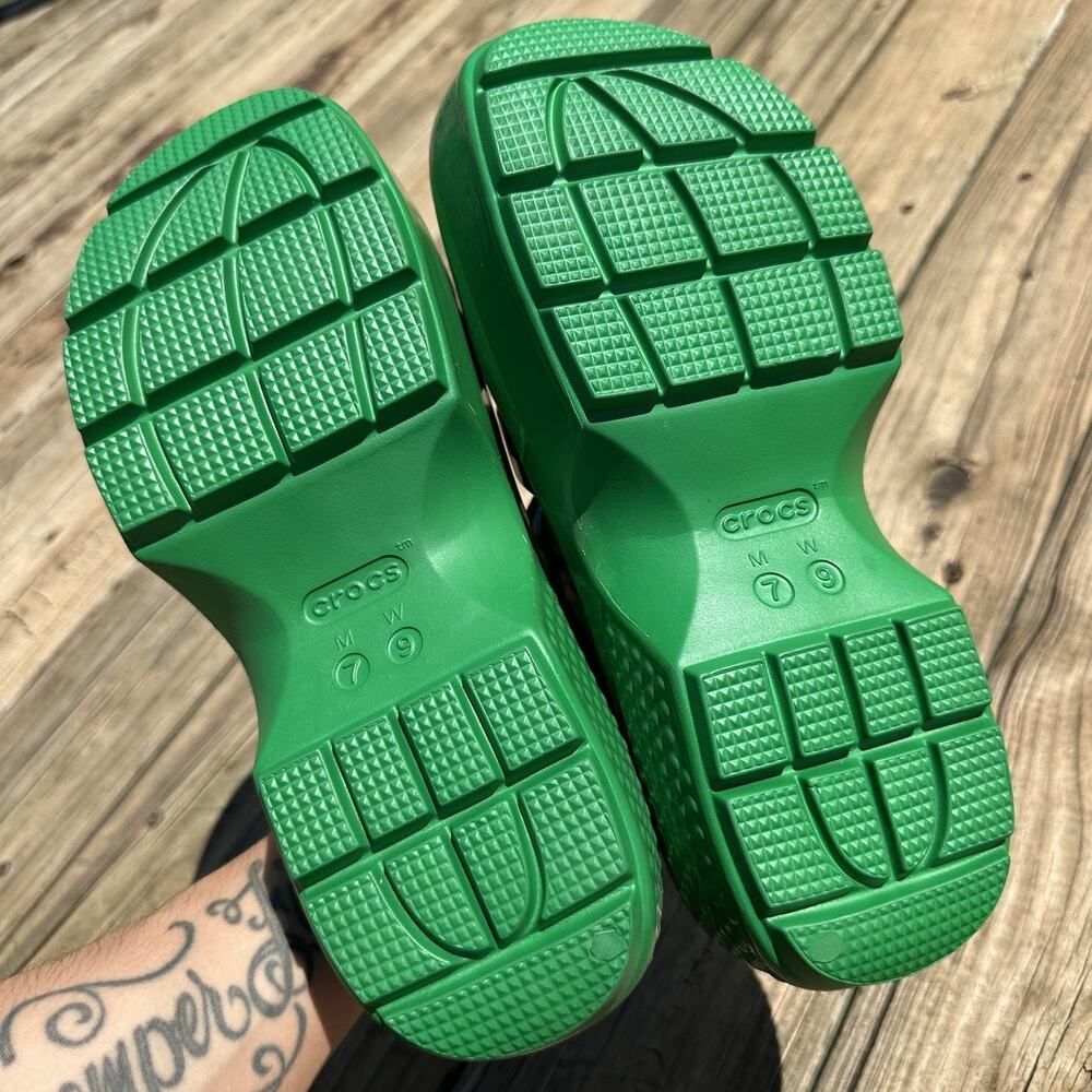 Crocs Stomp Fisherman Sandals High Shine Green Platform 210057-3WH Women's 9 NWT - Picture 6 of 12